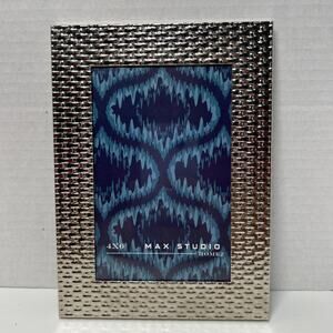 Silvertone Woven Picture Frame Max Studio 4x6" Photo 7.5x 5.5" Basketweave
